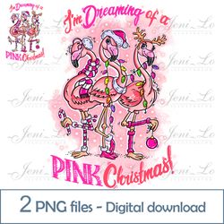Christmas Flamingos 2 PNG files Merry Christmas clipart Pink Christmas Sublimation Flamingo design Digital Download