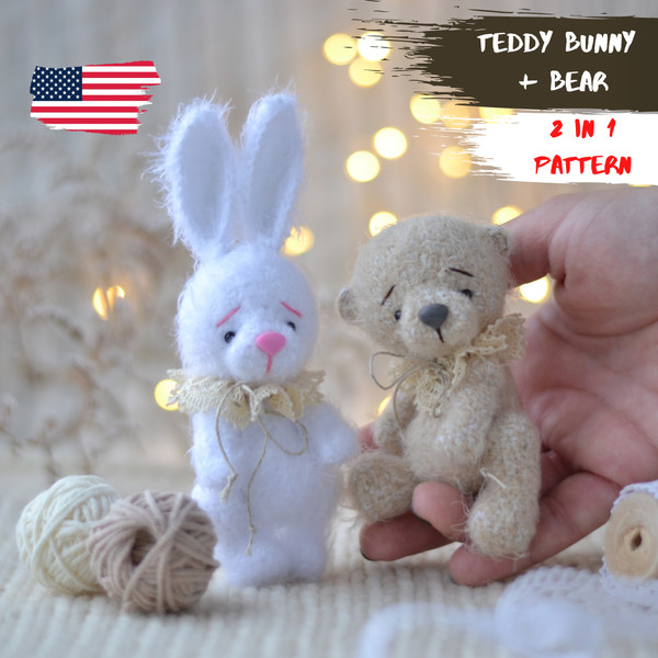 amigurumi teddy bear and bunny pattern set.png
