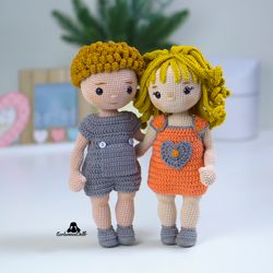 Amigurumi The Twins Crochet Doll Pattern (PDF in English), instant download