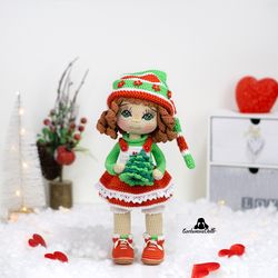 Crochet Doll Pattern - Christmas the Doll (English PDF), instant download
