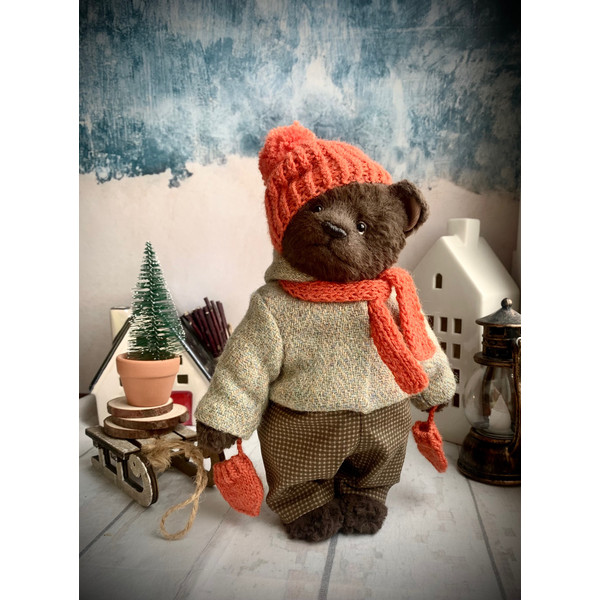 Tony teddy bear-Teddy bear handmade-collection bear-plush toy-cute toy-vintage toy-Teddy bear in clothes-ooak-artist toy 2.jpg