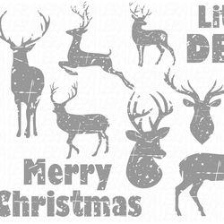 Bundle Christmas Svg, Antler Svg, Merry Christmas Svg, Deer Grunge Svg files, Digital download