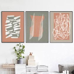 Geometric Poster Concept Art Downloadable Prints Abstract Large Art Set Of 3 Prints Modern Triptych Minimalist Wall Art