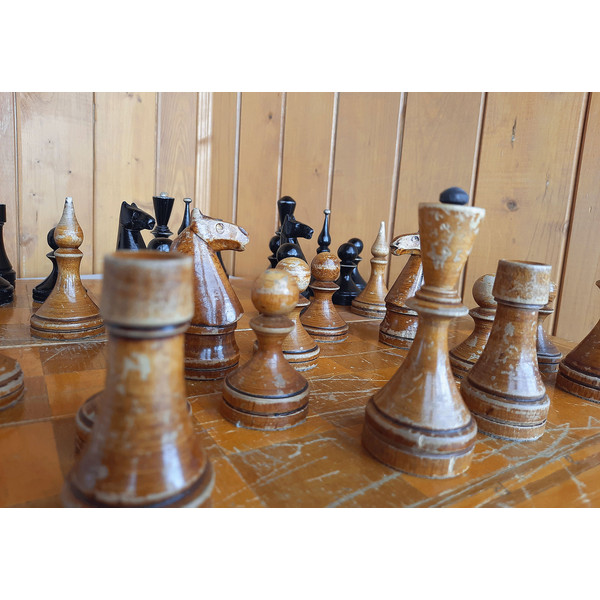 baku old soviet wooden chess set 1963