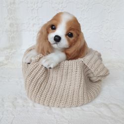 puppy king charles spaniel realistic plush toy portrait by photo dog ooak soft sculpture animal pet order