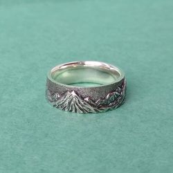 Silver Mountains Ring.Wedding rings.Silver Rock Ring.Mountains Band.Gift for him.Rock Ring.Minimal Rock Ring.Wedding