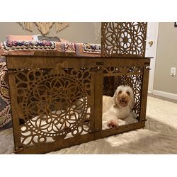 Dog crate furniture, custom dog kennel, dog house indoor, wooden dog crate