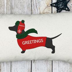 Christmas Dachshund embroidery design DIGITAL files for machine embroidery Applique and full stitch patterns