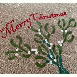 Mistletoe embroidery design Christmas decor DIGITAL files for machine embroidery