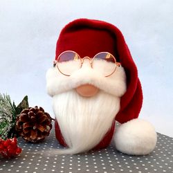 Santa Gnome Christmas Decorations Handmade, Christmas Gnomes, Norway Gnome Slouchy Hat, Tiered Tray Decor, Swedish Gnome