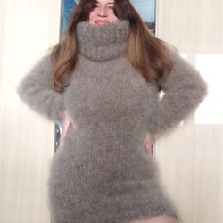 Fuzzy mohair sweater turtleneck women's