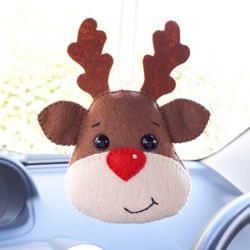 Reindeer, Reindeer ornament, Car accessories for teens, Car mirror hanging accessories,  Felt ornaments, Kawaii plush