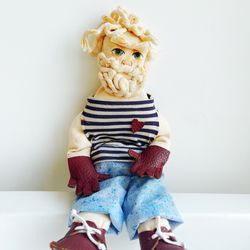 Handmade Man Textile Doll Exclusive Sailor Toy
