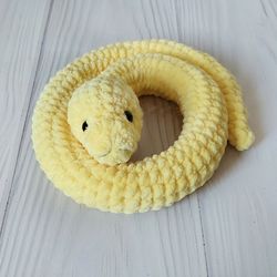 Yellow snake lovers. Crochet snake. Gift for her.