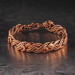 unique handmade copper bracelet for woman antique style wire wrapped bracelet handcrafted wire weave copper jewelry