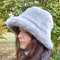 Mink bucket hat made of fake fur. Fashion fluffy hat for women. Cute winter bucket hat. Luxury furry hat. Fuzzy gray hat
