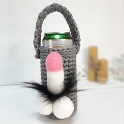 Knitted organizer for bottles, cans.Penis.sweater for glass.Gift.Personalized organizer.