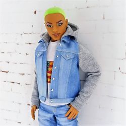 Denim jacket for Ken dolls or other male dolls of similar size
