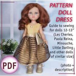 Elegant dress sewing pattern  for Paola Reina and other similar dolls