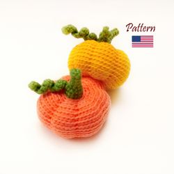 Little rustic pumpkin crochet pattern Handmade thanksgiving decor Crochet food pattern Kitchen decor Halloween toy