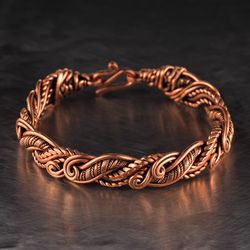 Wire wrapped copper bracelet / Unique antique style / Handcrafted wire weave jewelry / 7th Anniversary gift