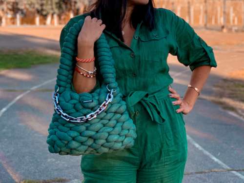 Chunky bag knit crochet pattern PDF and video tutorial