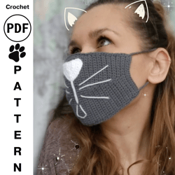Crochet Pattern Decorative Face Mask Cat