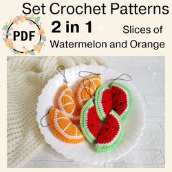 Crochet Pattern Fruits, Food Keychain, Amigurumi Pattern Food