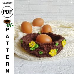 Crochet Pattern Spring Décor Nest, Crochet Bird Nest