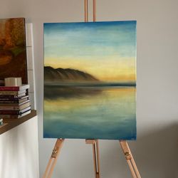 Original Ocean Oil Painting, Painting On Canvas, Landscape Oil Painting, Blurry Seascape, Coast Painting, Wall Decor