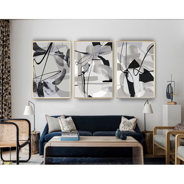 Grey Abstract Print Set Of 3 Prints Digital Download Abstrac | Inspire ...