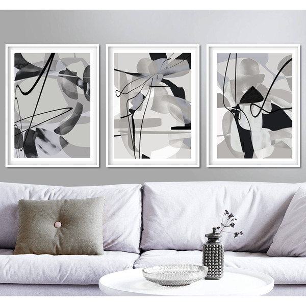 Three modern posters in gray tones, easy to download