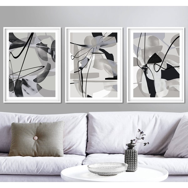 Grey Abstract Print Set Of 3 Prints Digital Download Abstrac | Inspire ...