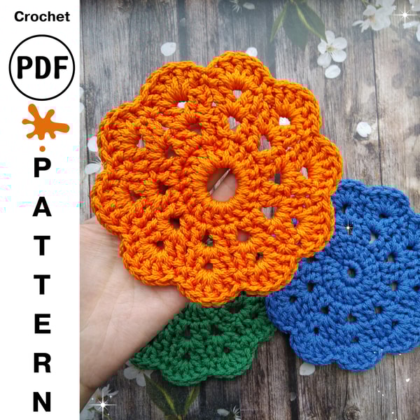 Crochet Pattern Big Coaster, Easy Tutorial - Inspire Uplift