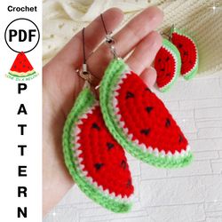 Crochet Pattern Watermelon Slice, Mini Food Keychain