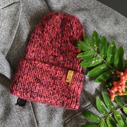 Warm womens handmade knitted hat