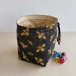 Large dice bag with pockets for 150-200 dice Bees