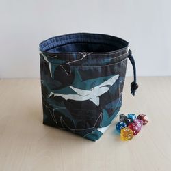 Large dice bag with pockets for 150-200 dice Shark