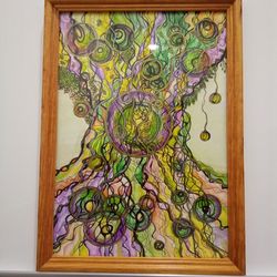 money tree home decor colorful abstract geometric drawing art picture