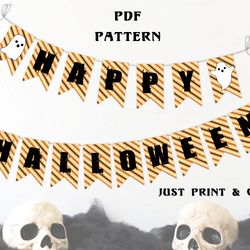 Printable halloween garland for fire place. Halloween mantel decor. Halloween wall decor. Halloween diy.