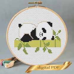 Panda pattern pdf cross stitch, small animals  embroidery