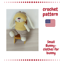Amigurumi Pattern bunny, knit clothes pattern, bunny rabbit pattern pdf, animal bunny, crochet toy tutorial digital