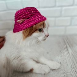 Pets bucket hat crochet pattern PDF, digital instant download, video tutorial, hat for cats and small dogs, kalush hat