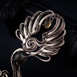 Wire wrapped labradorite pendant Phoenix jewelry