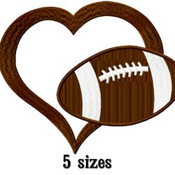 Football machine embroidery design. Rugby ball and heart embroidery. Embroidery designs trendy. Instant download.