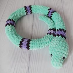 Green snake lovers. Crochet snake.