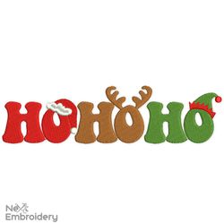Christmas HoHoHo Embroidery Design, Santa Machine Embroidery Design