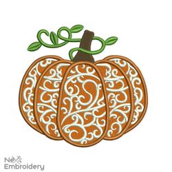 Floral Pumpkin Embroidery Design, Fall embroidery designs