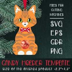 ginger tabby cat | christmas ornament template