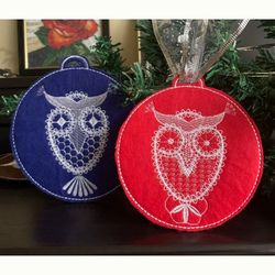 christmas owls embroidery designs set 4 items digital files for machine embroidery ith in the hoop project